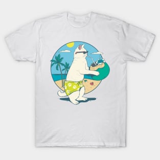 Beach Life Cat in Beach T-Shirt